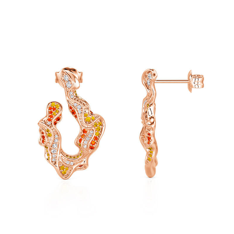 Jeulia x Leyla “Sunset Desert” Rose Gold Irregular Drop Earrings Sterling Silver