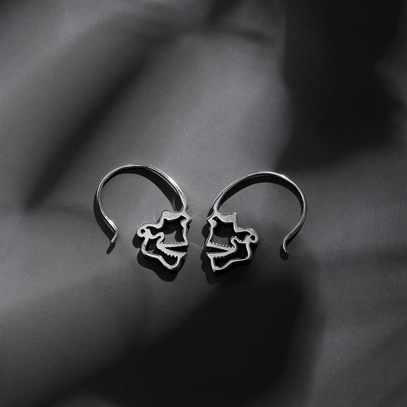 Jeulia "Steampunk" Skull Sterling Silver Earrings