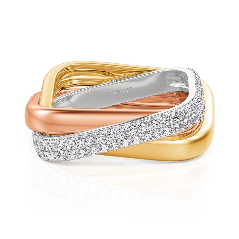 Jeulia Geometric Trinity Wedding Band for Women