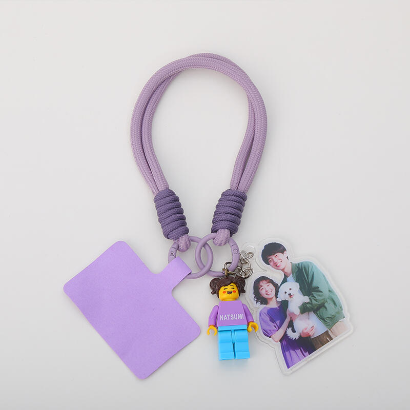 Personalized Braided Rope Phone Chain with Minifigure and Acrylic Photo Gift