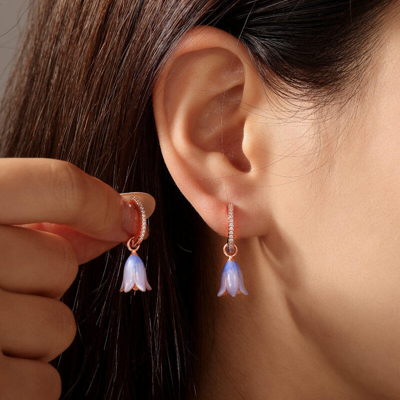 Jeulia Bluebell Rose Gold Drop Earrings Sterling Silver