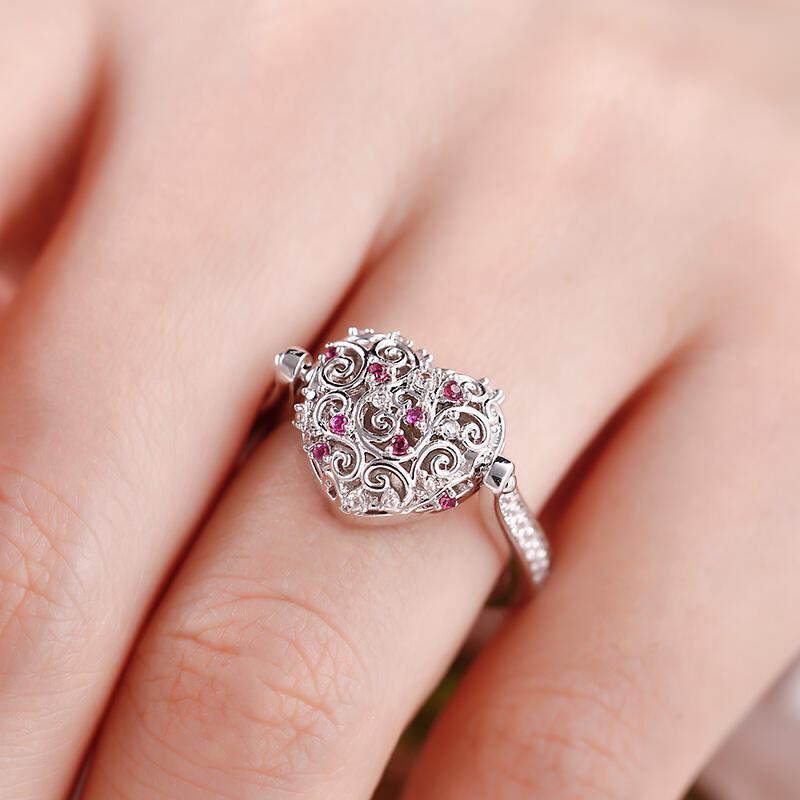 Jeulia "Alma gemela" Anillo de fotos personalizado de plata esterlina (con una cadena gratuito)