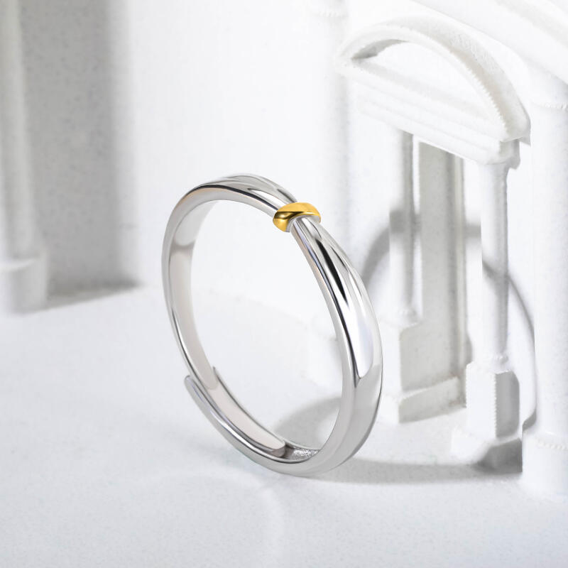 Jeulia "Lover Knot" Two Tone Adjustable Sterling Silver Women's Band