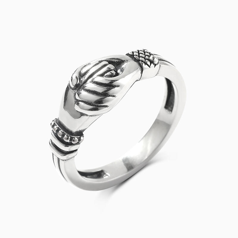 Jeulia Shakehands Gesture Sterling Silver Ring
