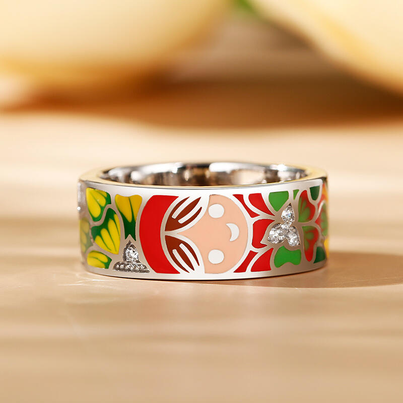 Dreamy Garden "Make a Smile" Enamel Sterling Silver Women's Band