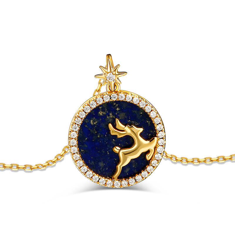 Jeulia Colar de natal de prata esterlina com design de pingente de alce lazurita