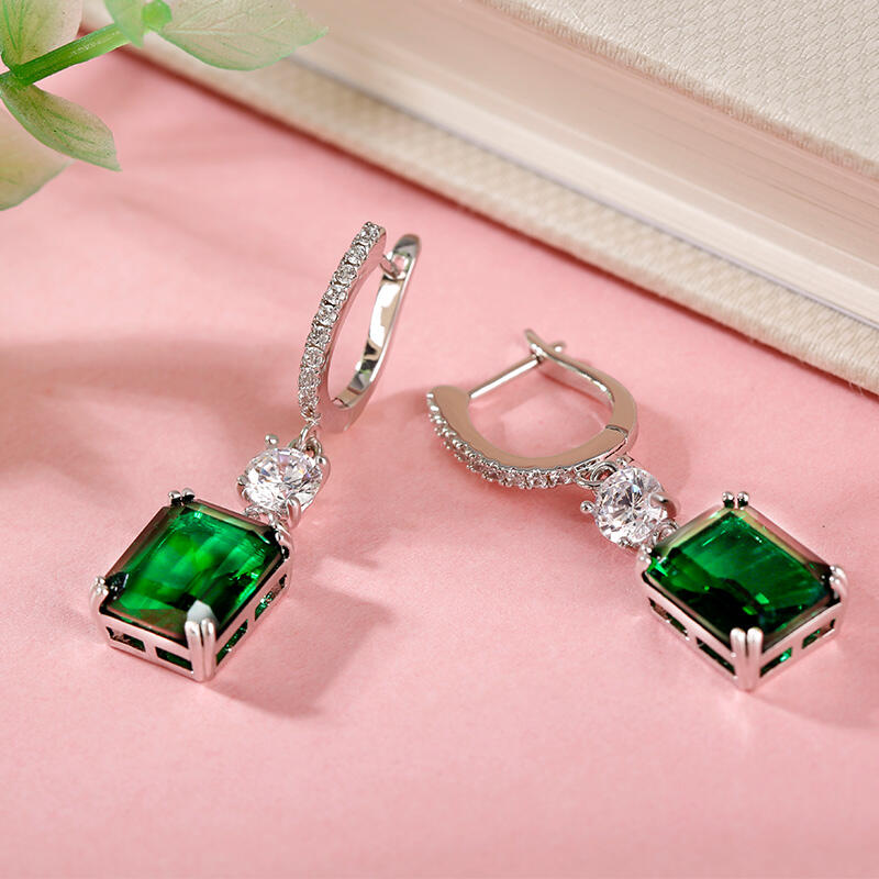 Jeulia Classic Emerald Cut Sterling Silver Earrings