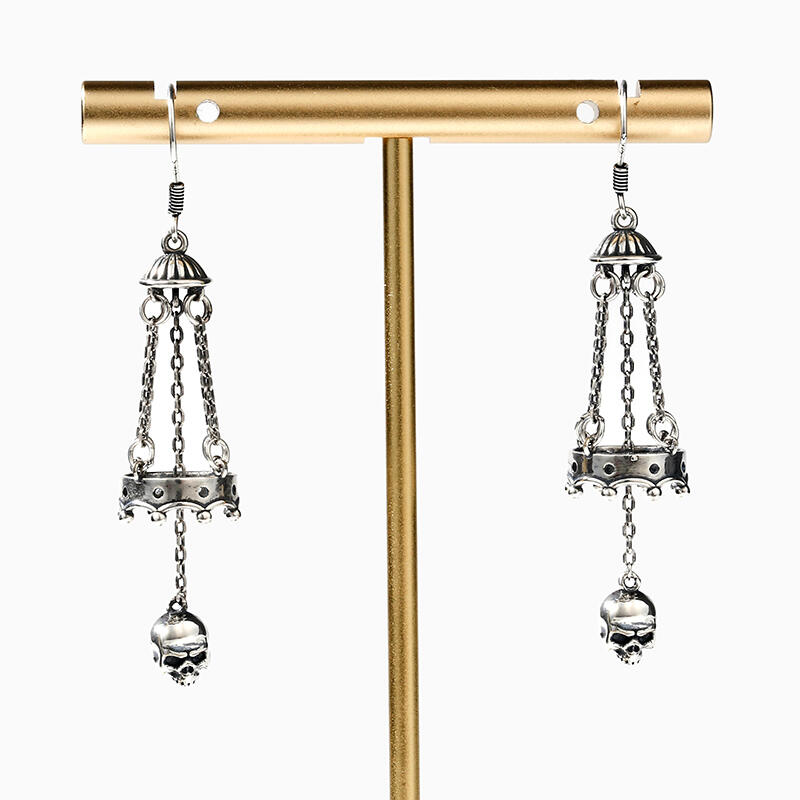 Jeulia "Chandelier" Skull Sterling Silver Earrings