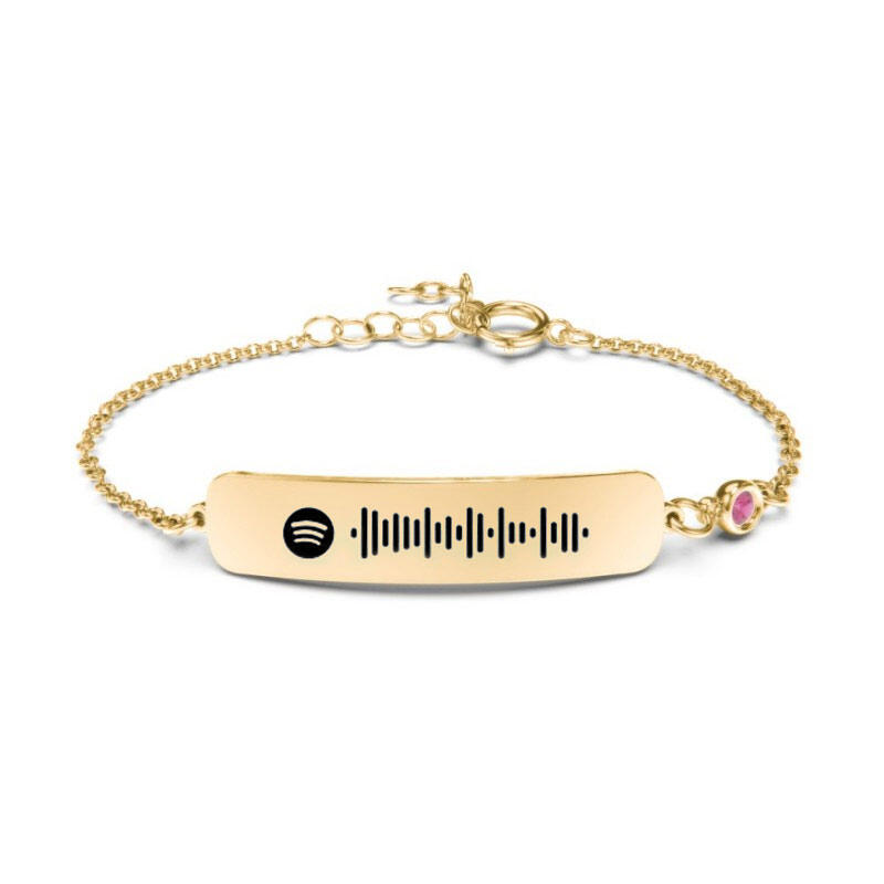 Jeulia Pulsera con código spotify escaneable de acero inoxidable con piedra natal