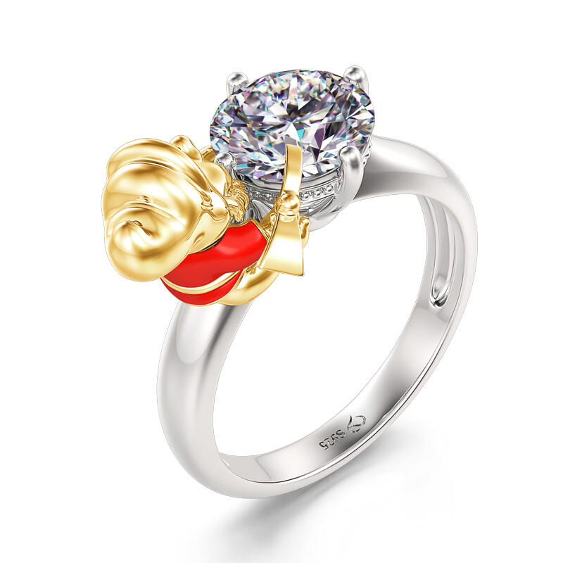 Jeulia Hug Me "Lovable Dwarf" Round Cut Sterling Silver Ring