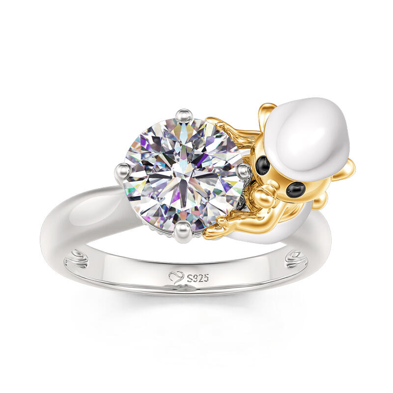 Jeulia Hug Me "Little Elf" Round Cut Sterling Silver Ring