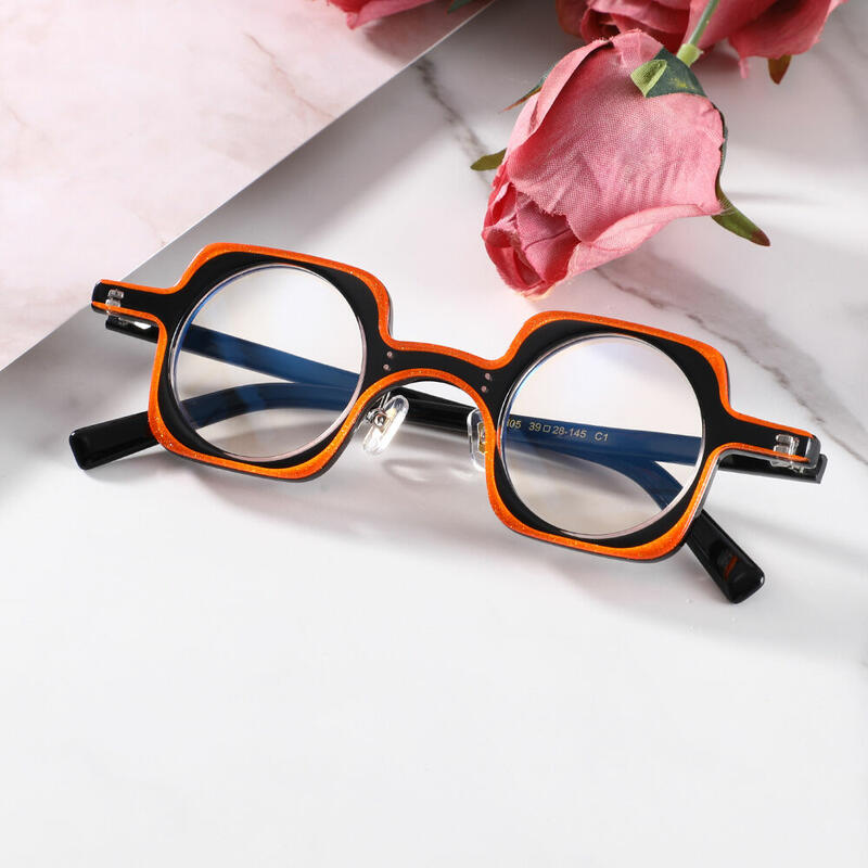 Todd Square Orange Black Glasses