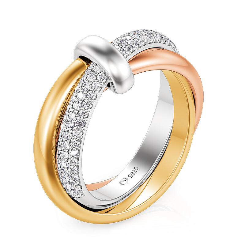 Jeulia Simple Trinity Wedding Band Sterling Silver