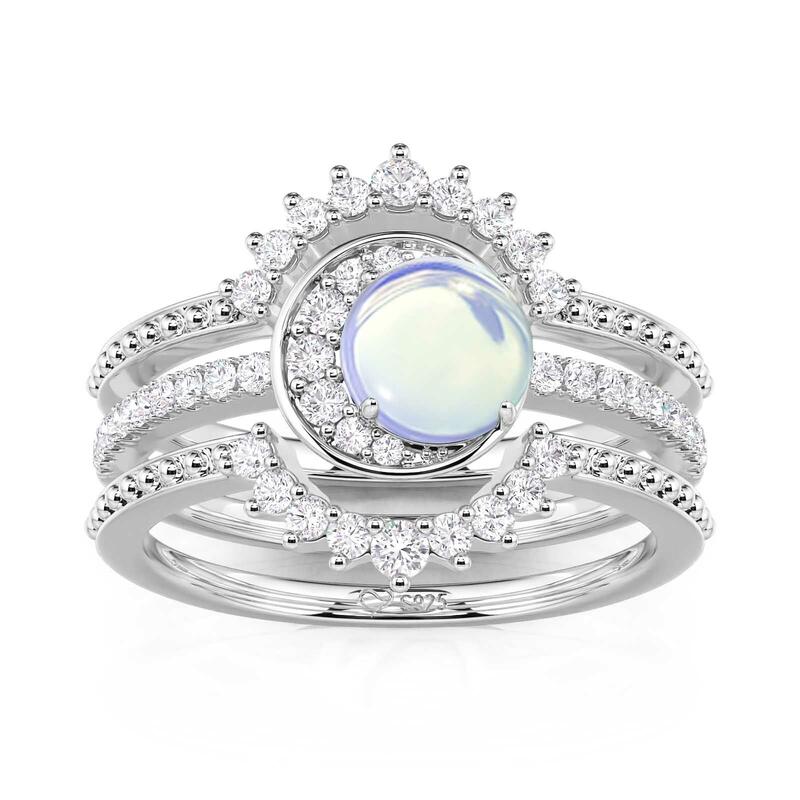 Jeulia Luna Astra Sun and Moon Eternity Ring Set 3PCS