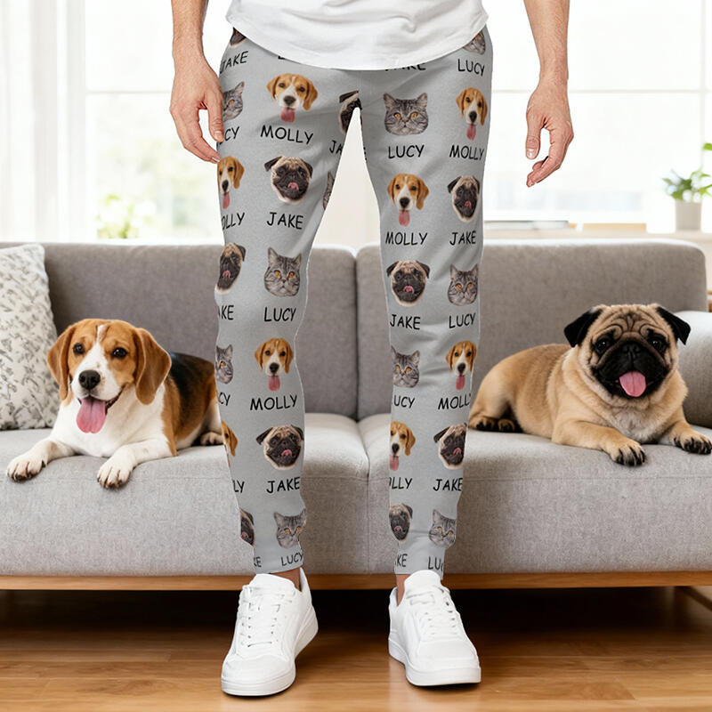 Personliga unisex-joggingbyxor med foto av husdjur Perfekt present till djurälskare