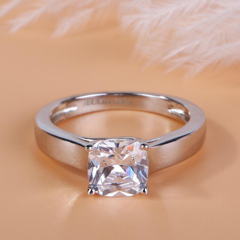 Jeulia Cushion Cut Sterling Silver Ring