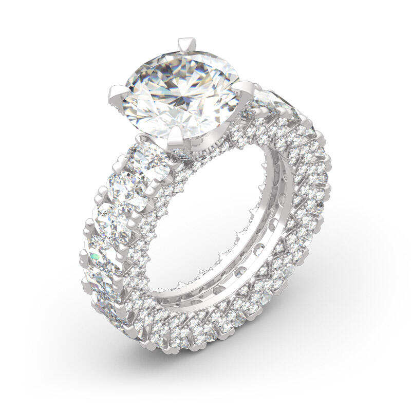 Jeulia Round and Oval Cut Eternity Sterling Silver Ring