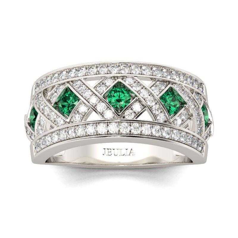 Anillo Esmeralda De Corte Redonda En Plata De Ley