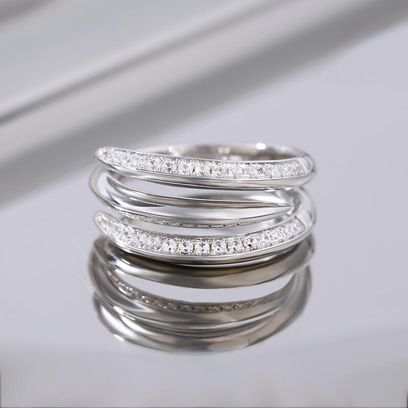 Jeulia Anillo de cóctel de plata esterlina con diseño de espiga