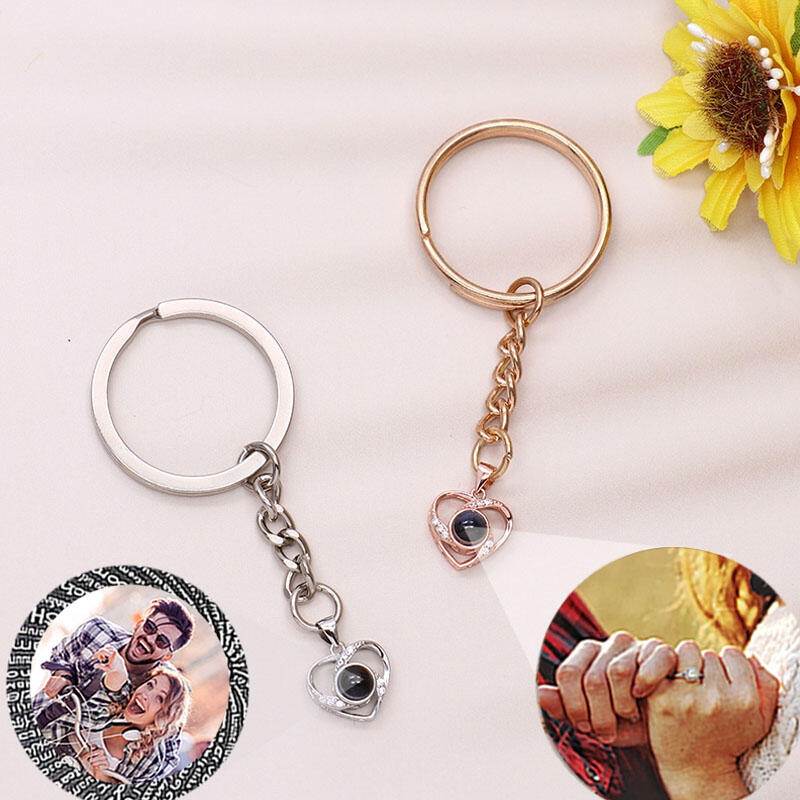 Gepersonaliseerde fotoprojectie Sleutelhanger-Shining Love