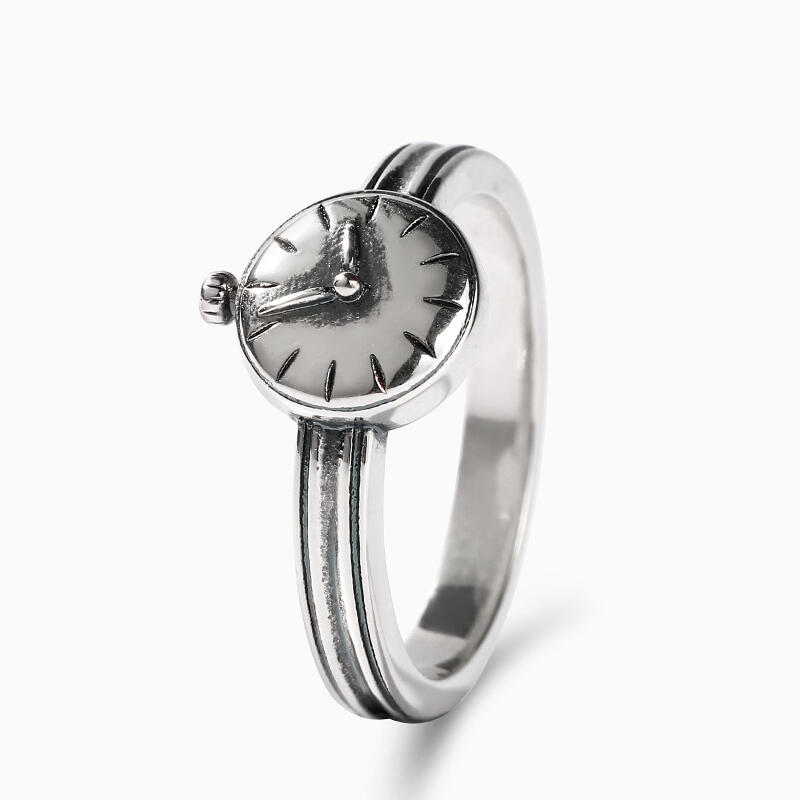 Jeulia "Back to the Past" Clock Sterling Silver Ring