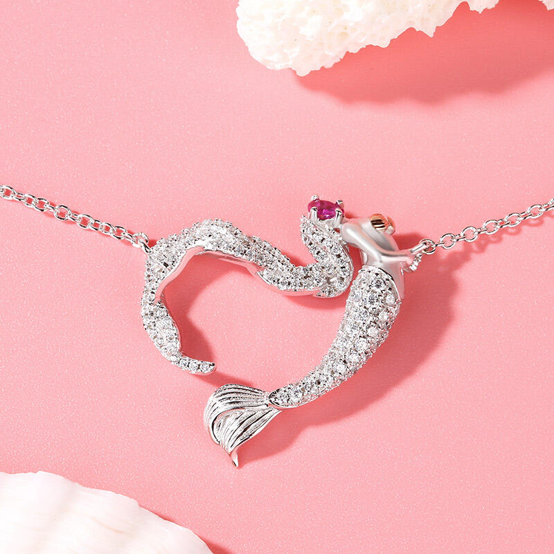 Jeulia "Ocean's Light" Sterling Silver Mermaid Gift Necklace for Valentine's Day