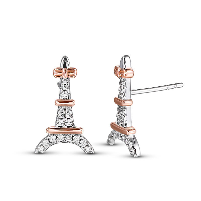 Jeulia "Romantic Paris" Eiffel Tower Sterling Silver Children's Earrings