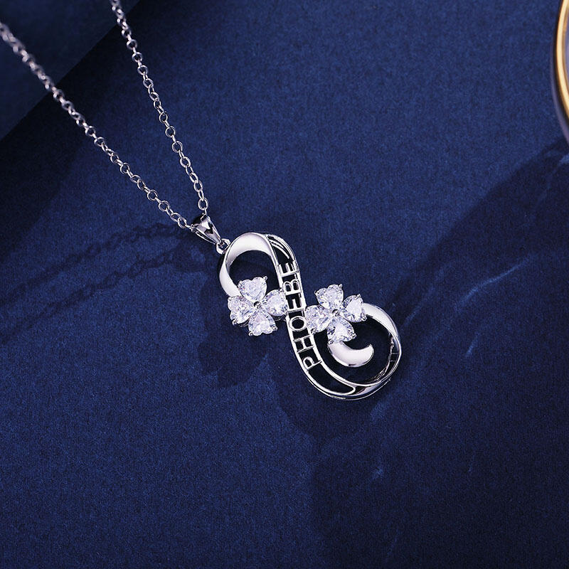 Jeulia "Stay With Me" Personalized Infinity Sterling Silver Necklace