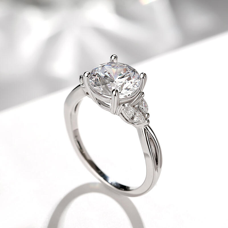 Jeulia Anillo 10K/14K/18K oro con diseño de vides de corte redondo