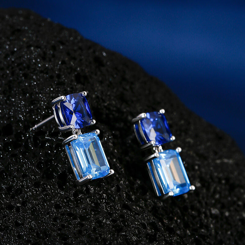 Jeulia Pendientes 10K/14K/18K con corte cojín y esmeralda para mujer