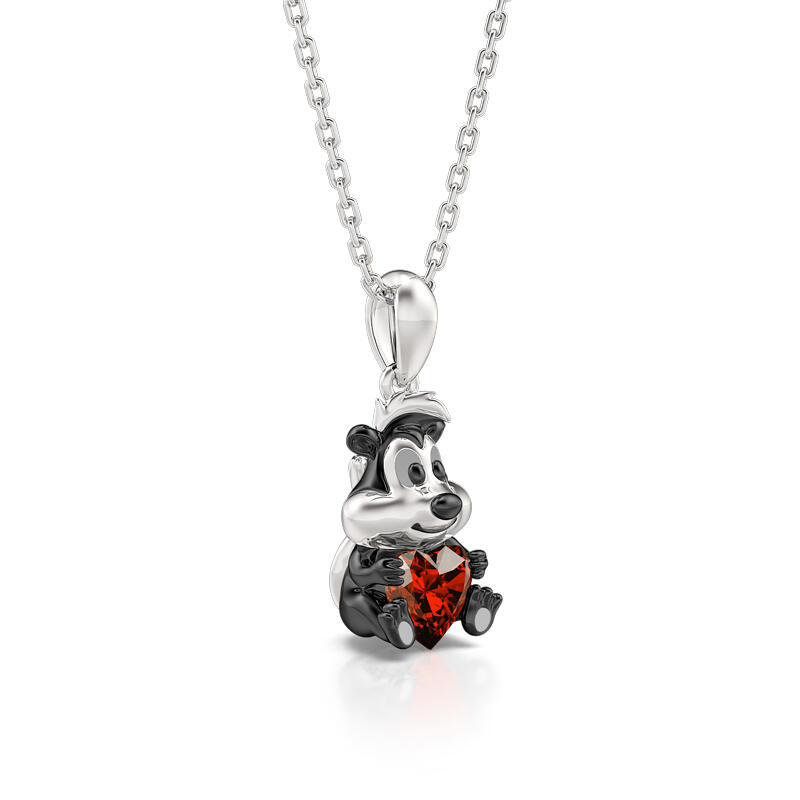 Jeulia Hug Me "Romantic Skunk" Heart Cut Sterling Silver Necklace
