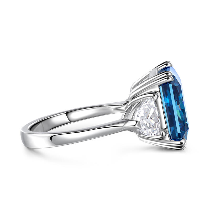 Jeulia Bague Trois pierres Coupe Émeraude Argent Sterling