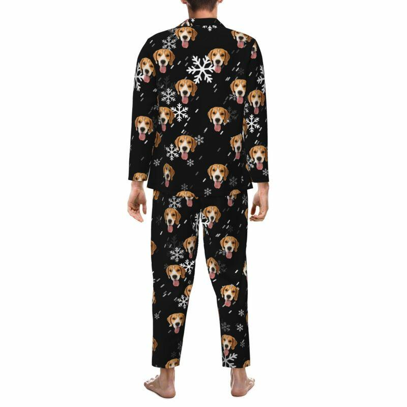 Gepersonaliseerde pyjama aangepaste foto huisdier vallende sneeuw scène esthetisch ontwerp cadeau voor huisdier liefhebbers