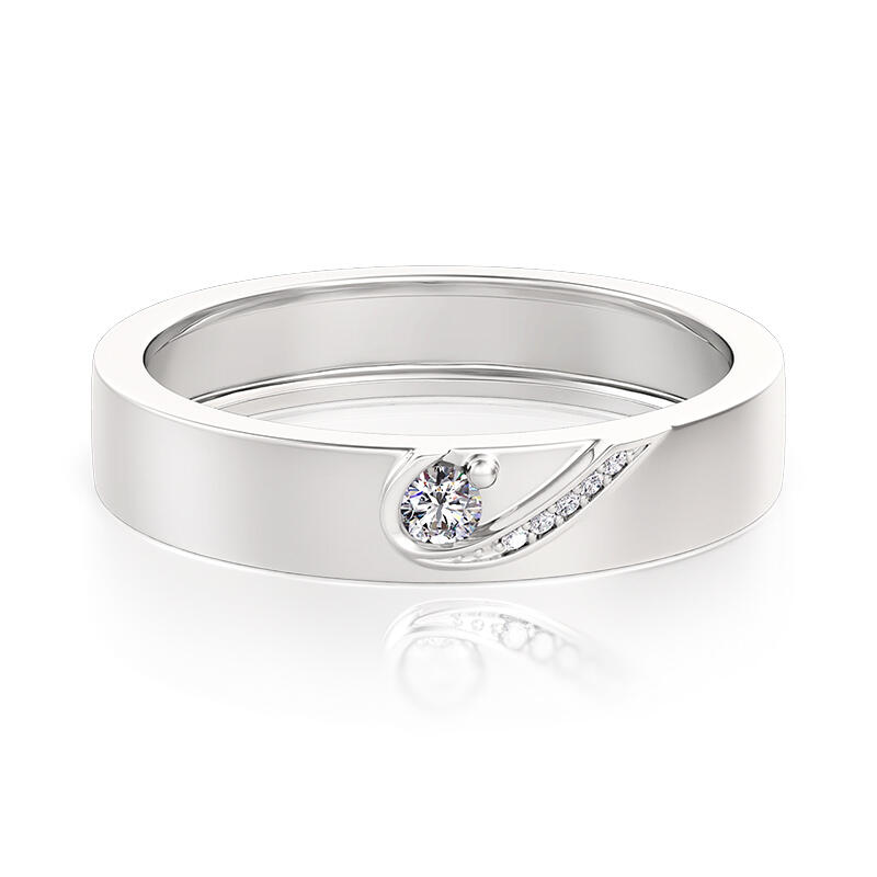 Jeulia Alianza de Boda para Hombre Corazón Simple de Plata de Ley