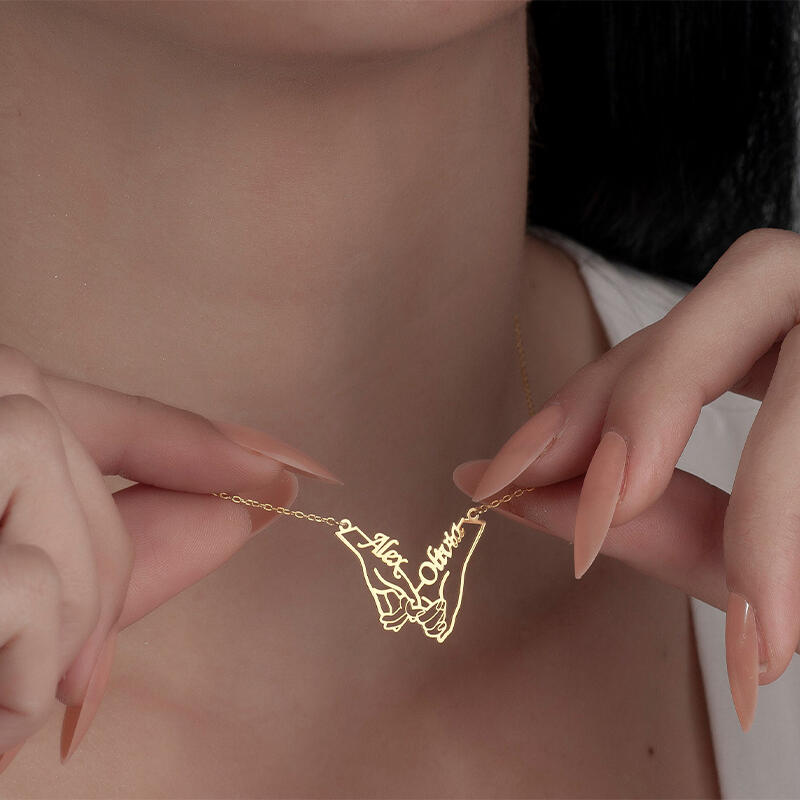 Collar personalizado de mano en mano con nombre personalizado y un dulce regalo para parejas