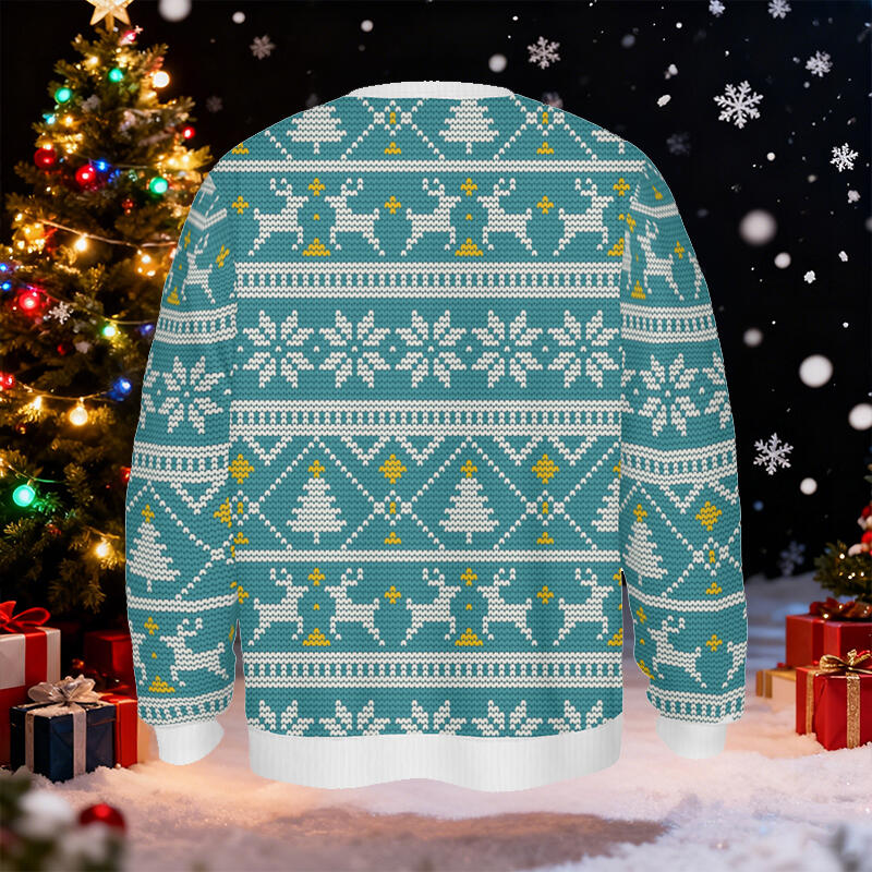 Gepersonaliseerde lelijke trui Unisex Op maat gemaakt met foto van huisdier Blauw argylepatroonontwerp Kerstcadeau voor dierenliefhebbers