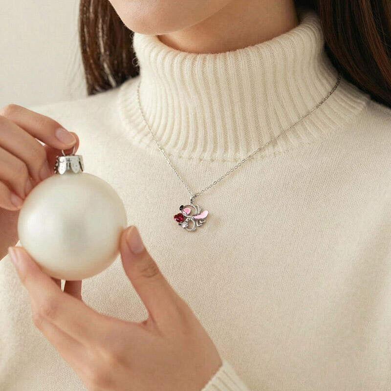 Jeulia Collana in Argento Sterling Personalizzata con Taglio a Cuore "Pink Monster".