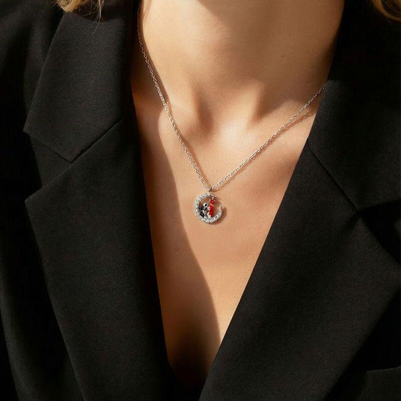 Jeulia "True Love's Kiss" Skull Couple Necklace With Birthstone