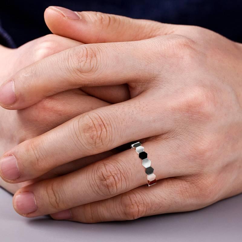 Jeulia Anillo pareja de compromiso de plata de ley con diseño de fútbol para hombre