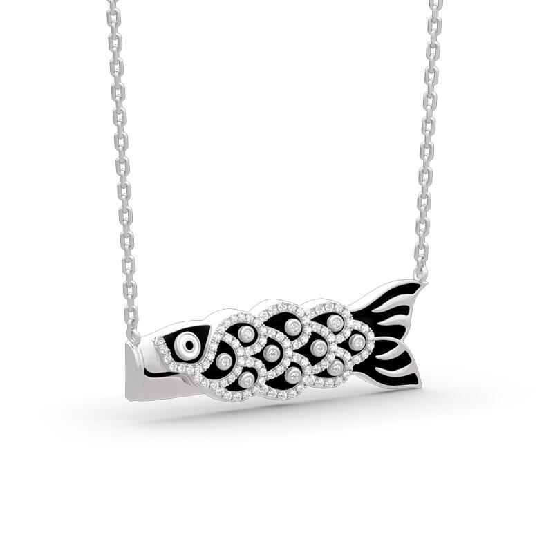 Jeulia Japanische Koinobori Anhänger Sterling Silber Halskette