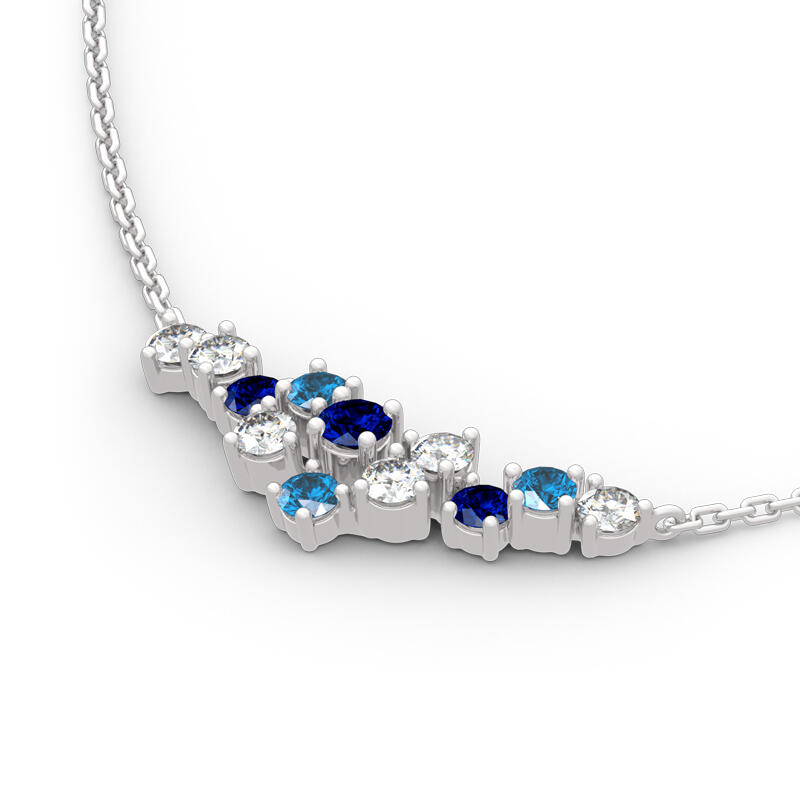 Jeulia "Luz del cielo estrellado" Collar de plata de ley de talla redonda multicolor