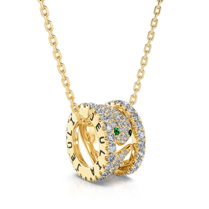 Jeulia "Rebirth" Gold Tone Snake Sterling Silver Necklace