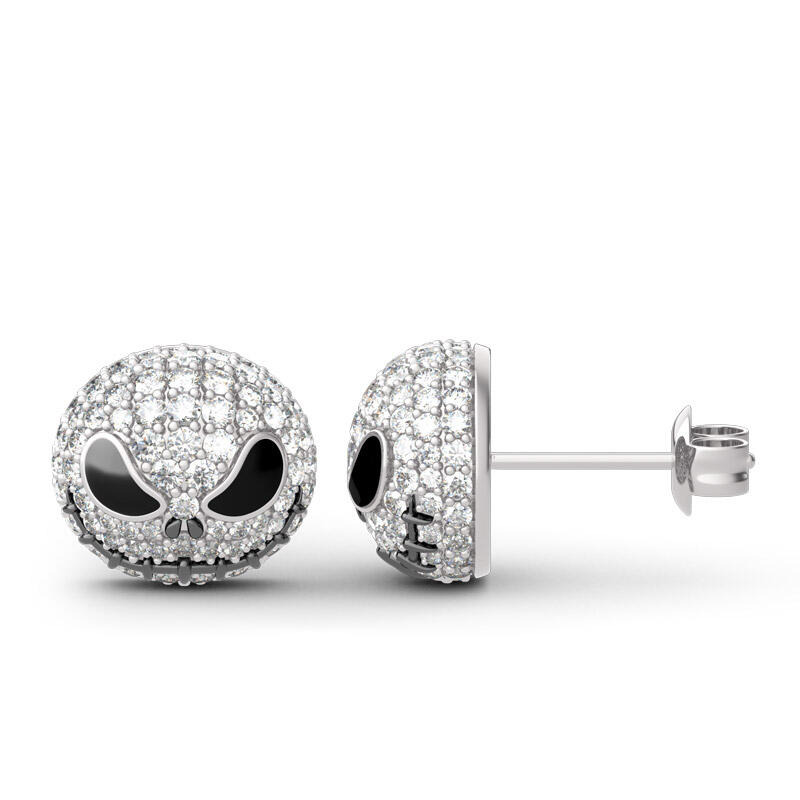 Jeulia "King of Halloween Town" Sterling Silver Skull Earrings