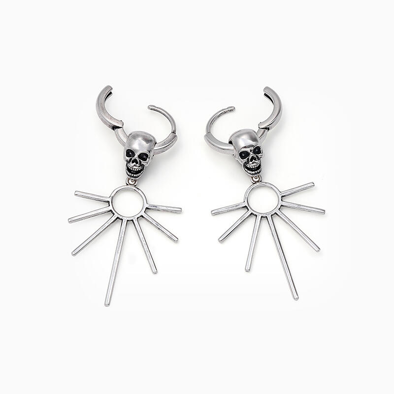 Jeulia Pendientes colgantes de calavera fantasma de plata de ley