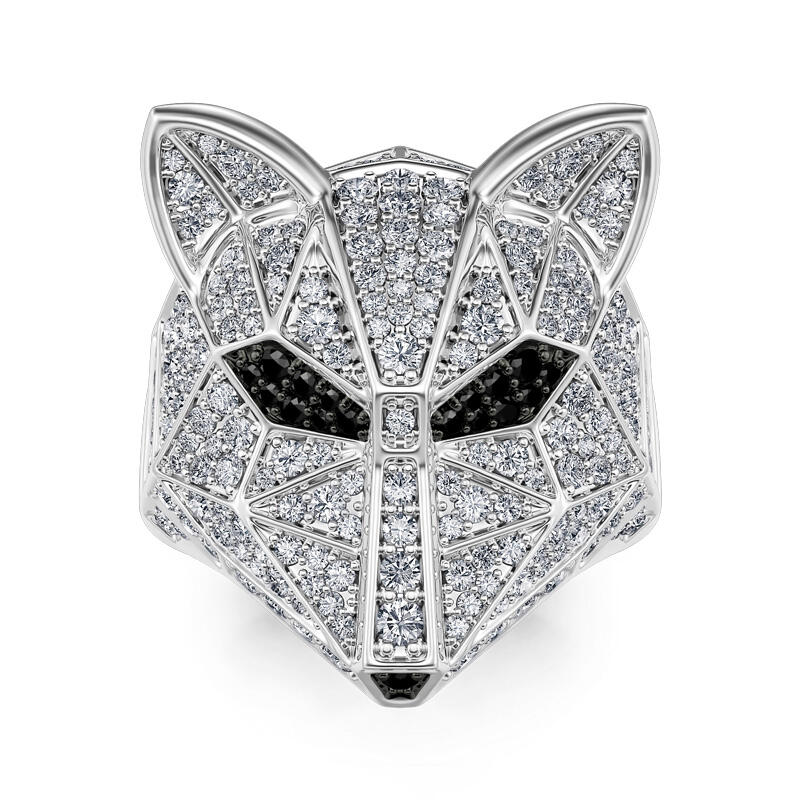 Jeulia Anillo especial con cara de zoroo de plata de ley