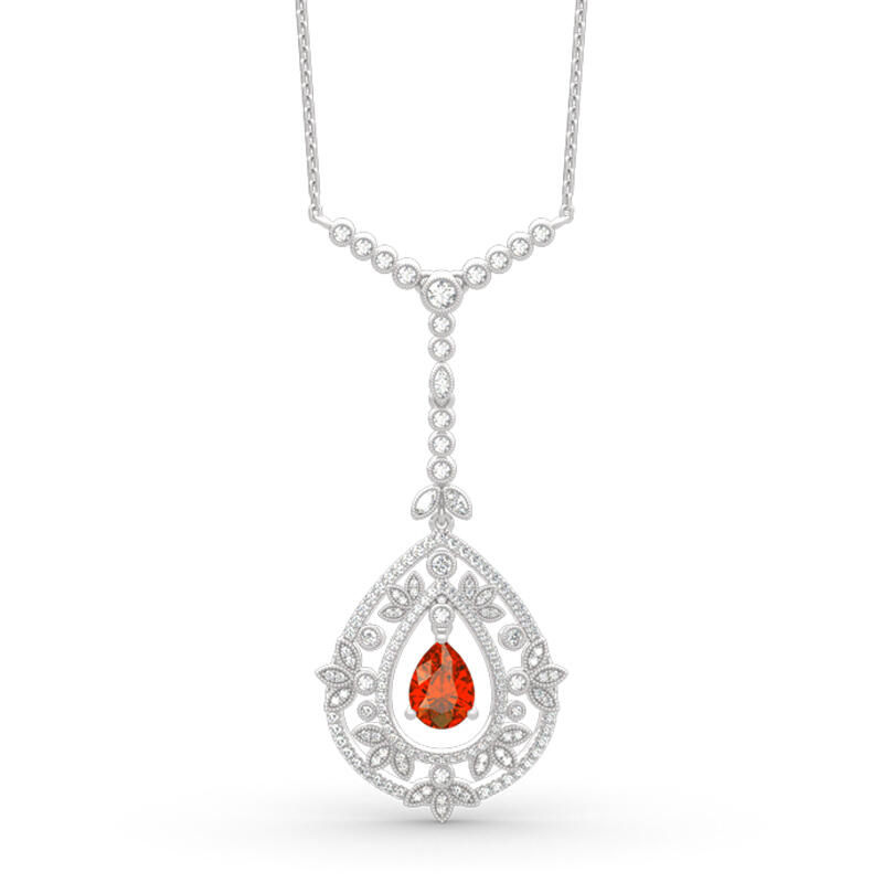 Jeulia Vintage Leaf Design Sterling Silver Necklace