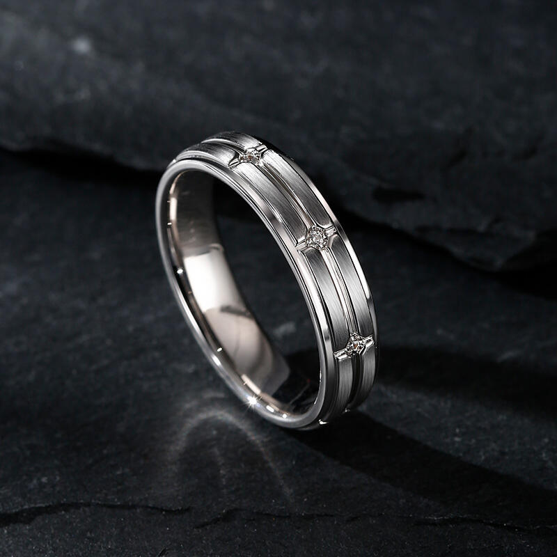 Jeulia Bague pour hommes 10K/14K/18K Or Platine Moissanite Alliance Coupe Ronde