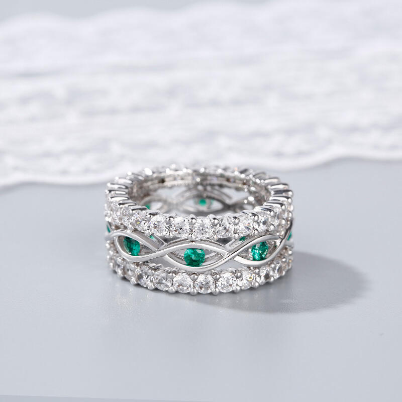 Jeulia stapelbare ronde geslepen sterling zilveren ring