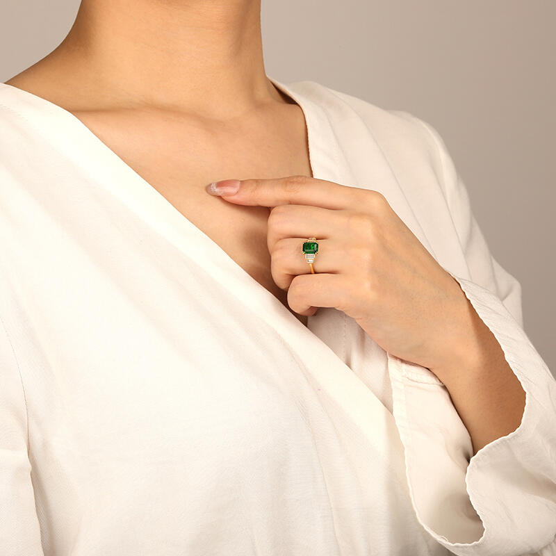 "Lasting Fondness" Radiant Cut Side Stone Engagement Ring