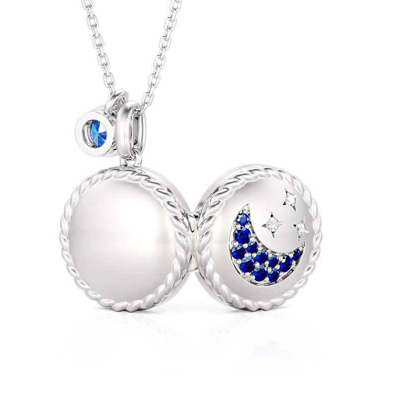 Jeulia Star Moon Custom Photo Birthstone Necklace